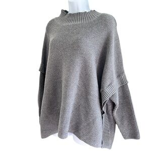 Women’s MarlaWynne Oversized Gray Cowl Neck Sweater with Turtleneck Style
